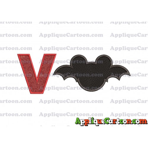 Mickey Mouse Halloween 02 Applique Design With Alphabet V