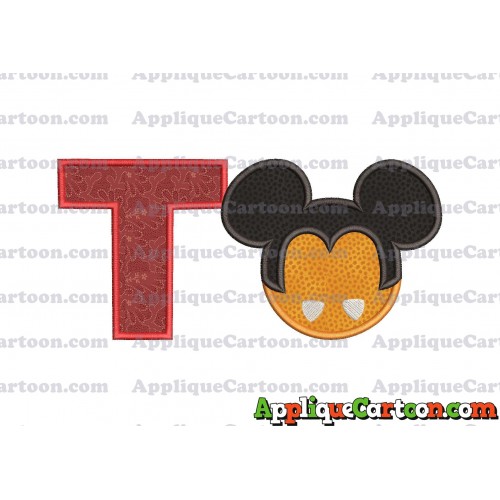 Mickey Mouse Halloween 03 Applique Design With Alphabet T