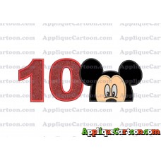 Mickey Mouse Head Applique Embroidery Design Birthday Number 10