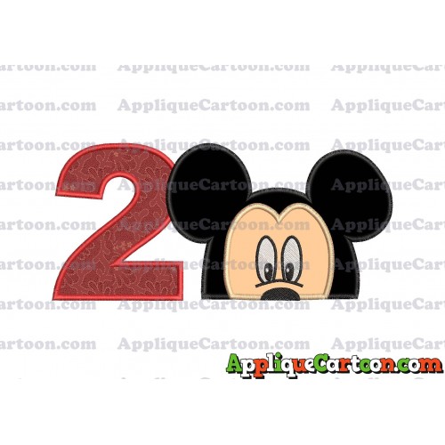 Mickey Mouse Head Applique Embroidery Design Birthday Number 2