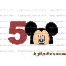 Mickey Mouse Head Applique Embroidery Design Birthday Number 5