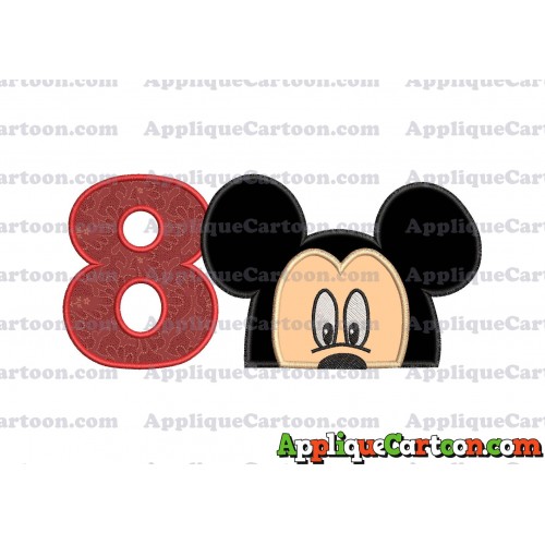Mickey Mouse Head Applique Embroidery Design Birthday Number 8
