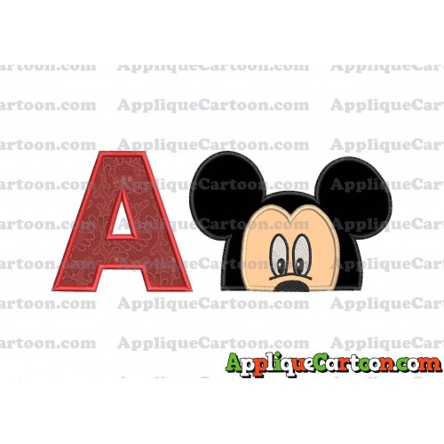 Mickey Mouse Head Applique Embroidery Design With Alphabet A