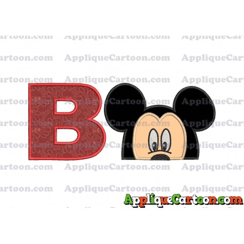 Mickey Mouse Head Applique Embroidery Design With Alphabet B