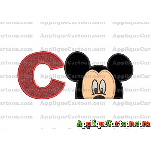 Mickey Mouse Head Applique Embroidery Design With Alphabet C