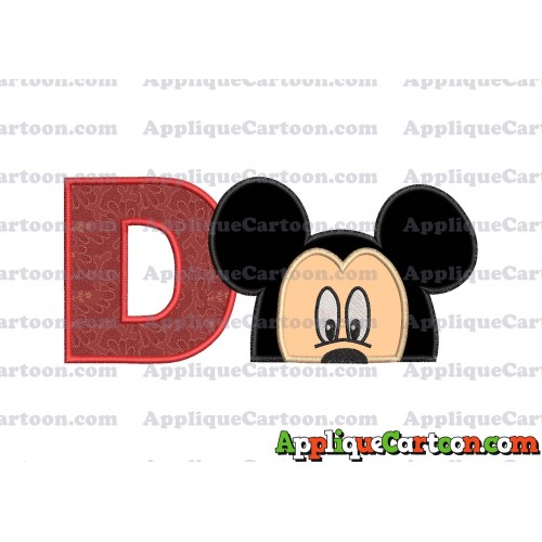 Mickey Mouse Head Applique Embroidery Design With Alphabet D