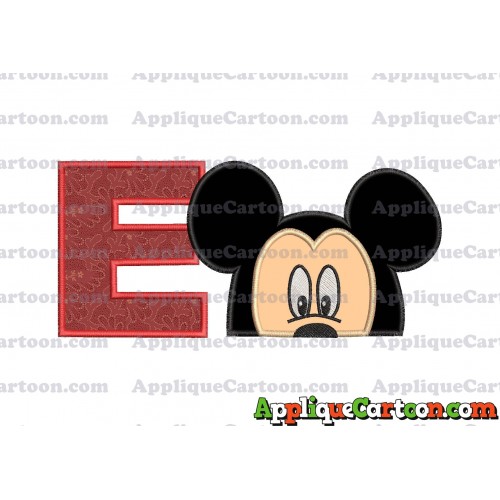 Mickey Mouse Head Applique Embroidery Design With Alphabet E
