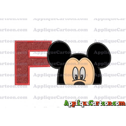 Mickey Mouse Head Applique Embroidery Design With Alphabet F