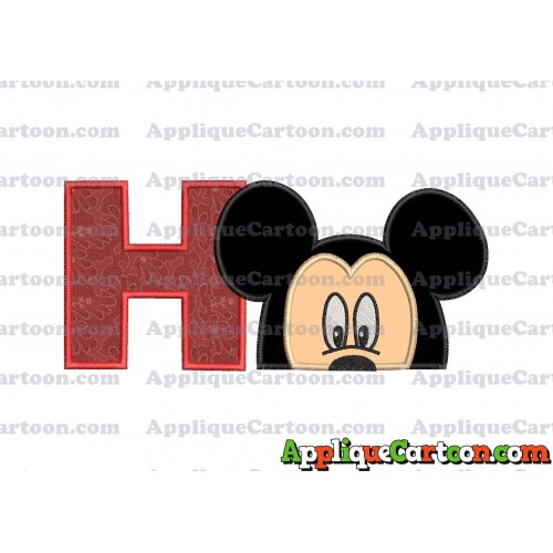 Mickey Mouse Head Applique Embroidery Design With Alphabet H
