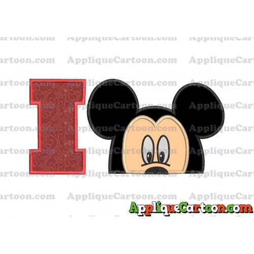Mickey Mouse Head Applique Embroidery Design With Alphabet I