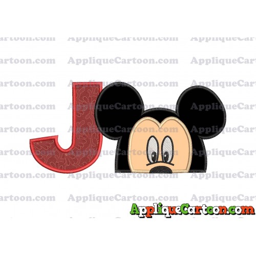 Mickey Mouse Head Applique Embroidery Design With Alphabet J