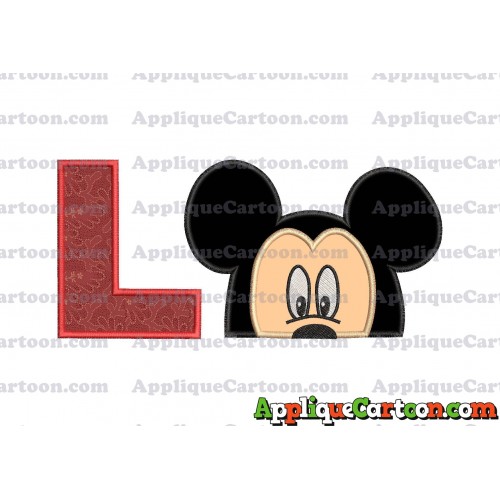 Mickey Mouse Head Applique Embroidery Design With Alphabet L