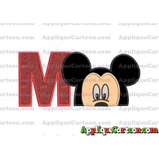 Mickey Mouse Head Applique Embroidery Design With Alphabet M