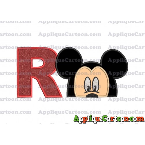 Mickey Mouse Head Applique Embroidery Design With Alphabet R