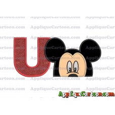 Mickey Mouse Head Applique Embroidery Design With Alphabet U