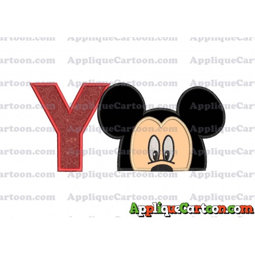 Mickey Mouse Head Applique Embroidery Design With Alphabet Y