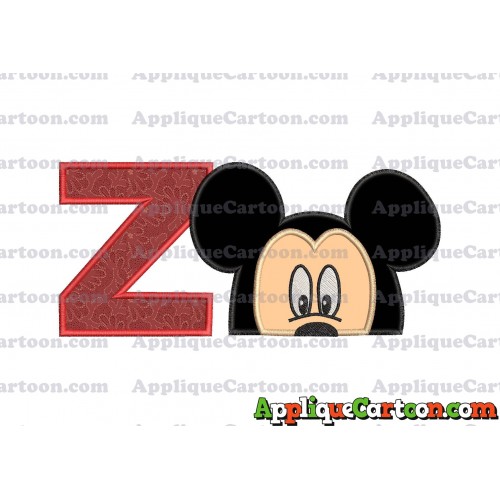 Mickey Mouse Head Applique Embroidery Design With Alphabet Z