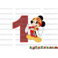 Mickey Mouse Roadster Applique Embroidery Design Birthday Number 1