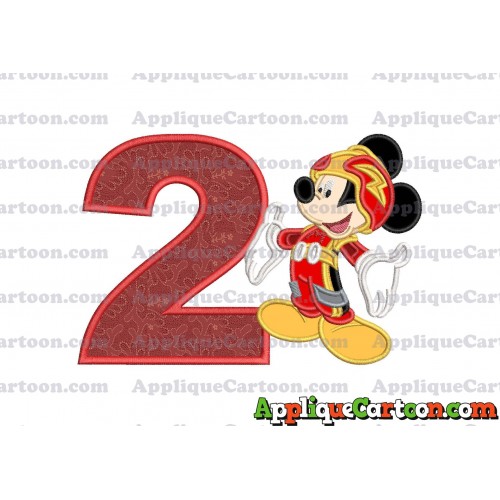 Mickey Mouse Roadster Applique Embroidery Design Birthday Number 2