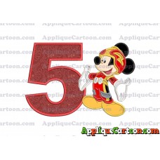 Mickey Mouse Roadster Applique Embroidery Design Birthday Number 5