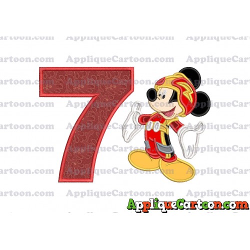 Mickey Mouse Roadster Applique Embroidery Design Birthday Number 7