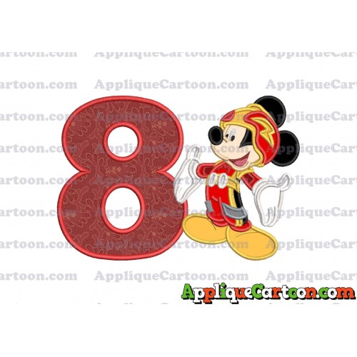 Mickey Mouse Roadster Applique Embroidery Design Birthday Number 8