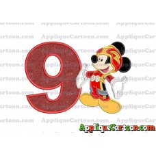Mickey Mouse Roadster Applique Embroidery Design Birthday Number 9