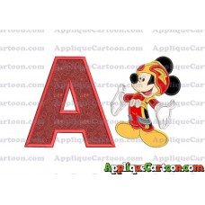 Mickey Mouse Roadster Applique Embroidery Design With Alphabet A