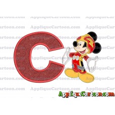Mickey Mouse Roadster Applique Embroidery Design With Alphabet C