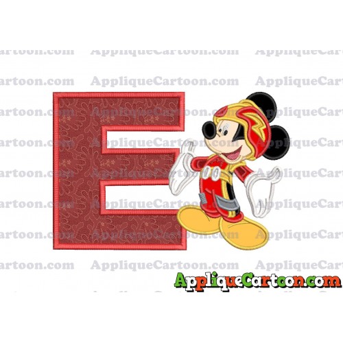Mickey Mouse Roadster Applique Embroidery Design With Alphabet E