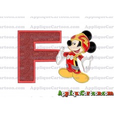 Mickey Mouse Roadster Applique Embroidery Design With Alphabet F