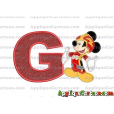 Mickey Mouse Roadster Applique Embroidery Design With Alphabet G