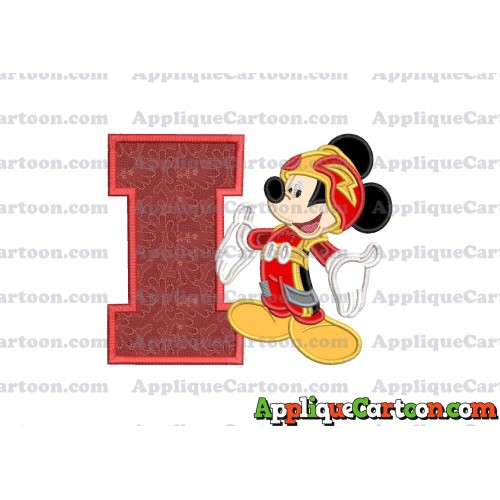 Mickey Mouse Roadster Applique Embroidery Design With Alphabet I