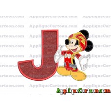 Mickey Mouse Roadster Applique Embroidery Design With Alphabet J