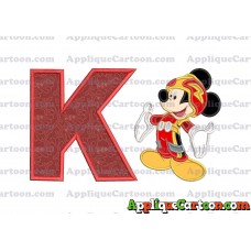 Mickey Mouse Roadster Applique Embroidery Design With Alphabet K