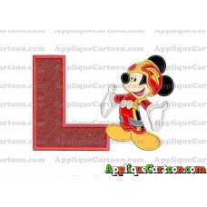 Mickey Mouse Roadster Applique Embroidery Design With Alphabet L