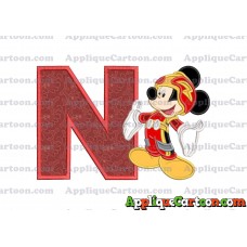 Mickey Mouse Roadster Applique Embroidery Design With Alphabet N