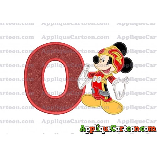 Mickey Mouse Roadster Applique Embroidery Design With Alphabet O