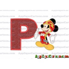 Mickey Mouse Roadster Applique Embroidery Design With Alphabet P