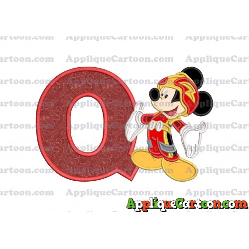 Mickey Mouse Roadster Applique Embroidery Design With Alphabet Q