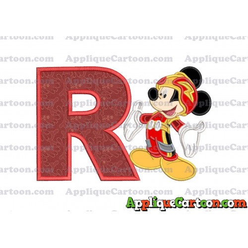 Mickey Mouse Roadster Applique Embroidery Design With Alphabet R