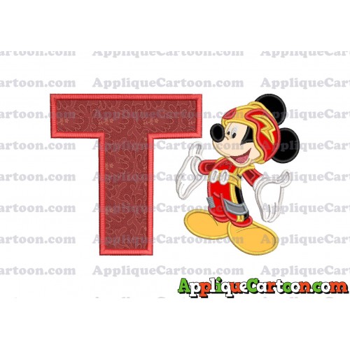 Mickey Mouse Roadster Applique Embroidery Design With Alphabet T