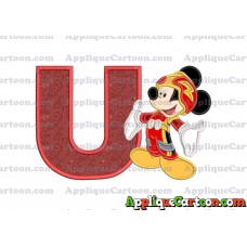 Mickey Mouse Roadster Applique Embroidery Design With Alphabet U