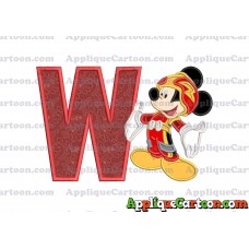 Mickey Mouse Roadster Applique Embroidery Design With Alphabet W