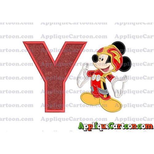 Mickey Mouse Roadster Applique Embroidery Design With Alphabet Y
