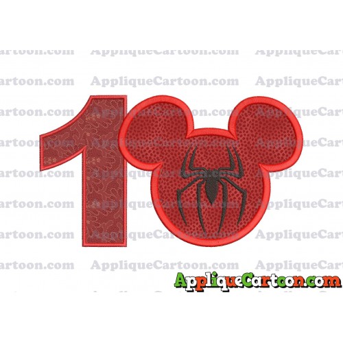Mickey Mouse Spiderman Applique Design Birthday Number 1