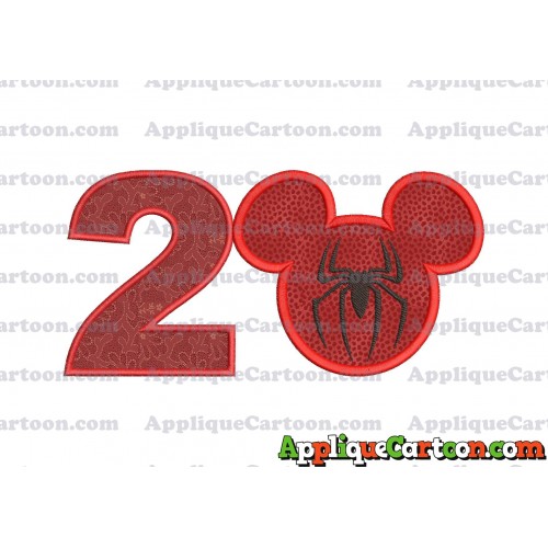 Mickey Mouse Spiderman Applique Design Birthday Number 2