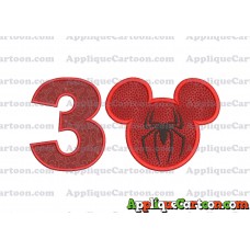 Mickey Mouse Spiderman Applique Design Birthday Number 3