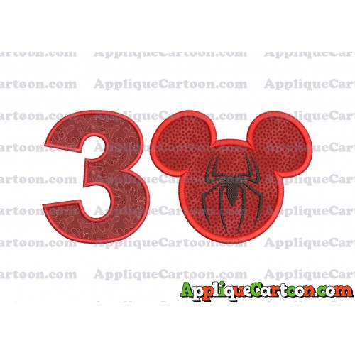Mickey Mouse Spiderman Applique Design Birthday Number 3