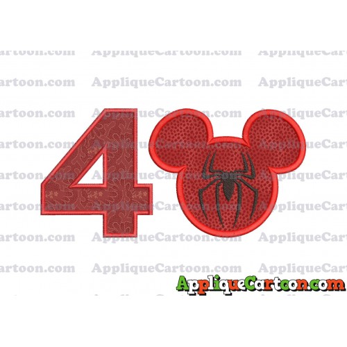 Mickey Mouse Spiderman Applique Design Birthday Number 4